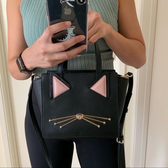 kate spade Handbags - KATE SPADE MINI CAT HAYDEN BLACK SATCHEL CROSSBODY